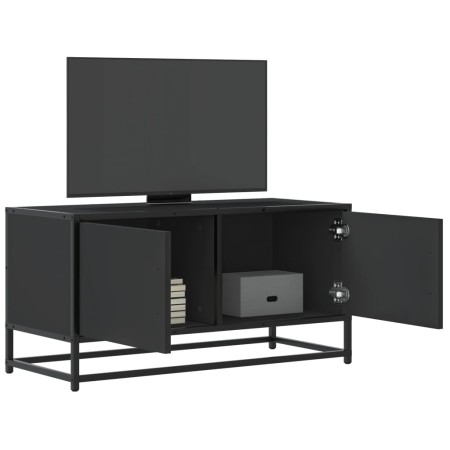 Mueble de TV madera de ingeniería y metal negro 80x34,5x40 cm de , Muebles TV - Ref: Foro24-848824, Precio: 52,61 €, Descuent...