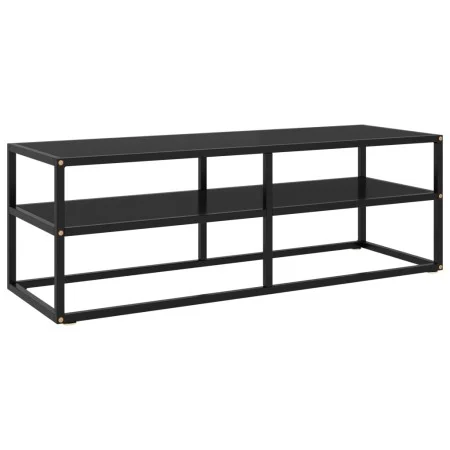 Mueble para TV negro con vidrio negro 120x40x40 cm de vidaXL, Muebles TV - Ref: Foro24-322860, Precio: 122,33 €, Descuento: %