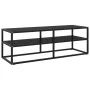 Mueble para TV negro con vidrio negro 120x40x40 cm de vidaXL, Muebles TV - Ref: Foro24-322860, Precio: 122,33 €, Descuento: %