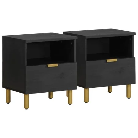 Mesita de noche madera maciza de ingeniería negra 40x33x46 cm de , Mesitas de noche - Ref: Foro24-4017655, Precio: 104,91 €, ...