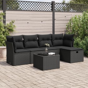 Set de sofás de jardín 6 piezas y cojines ratán sintético negro de , Conjuntos de jardín - Ref: Foro24-3325271, Precio: 382,2...