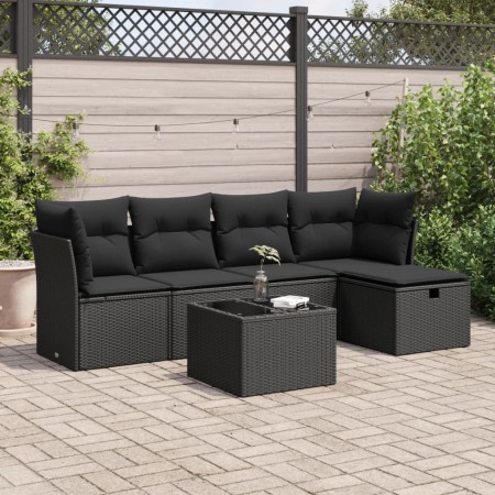 Set de sofás de jardín 6 piezas y cojines ratán sintético negro de , Conjuntos de jardín - Ref: Foro24-3325271, Precio: 382,2...