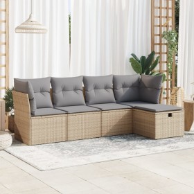 Juego de sofás jardín con cojines 5 pzas ratán sintético beige de , Conjuntos de jardín - Ref: Foro24-3325265, Precio: 325,99...