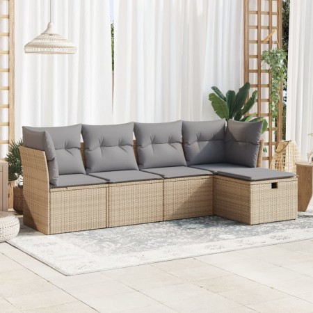 Juego de sofás jardín con cojines 5 pzas ratán sintético beige de , Conjuntos de jardín - Ref: Foro24-3325265, Precio: 325,99...