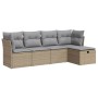 Juego de sofás jardín con cojines 5 pzas ratán sintético beige de , Conjuntos de jardín - Ref: Foro24-3325265, Precio: 325,99...