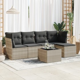 Set de sofás de jardín 6 pzas y cojines ratán sintético gris de , Conjuntos de jardín - Ref: Foro24-3325278, Precio: 369,07 €...