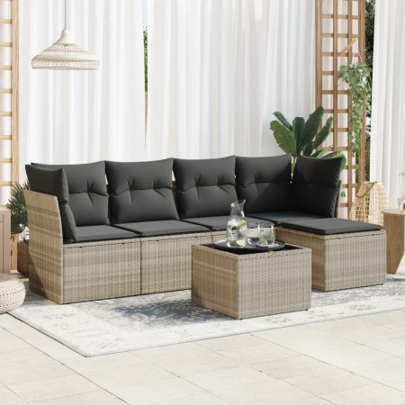 Set de sofás de jardín 6 pzas y cojines ratán sintético gris de , Conjuntos de jardín - Ref: Foro24-3325278, Precio: 369,07 €...