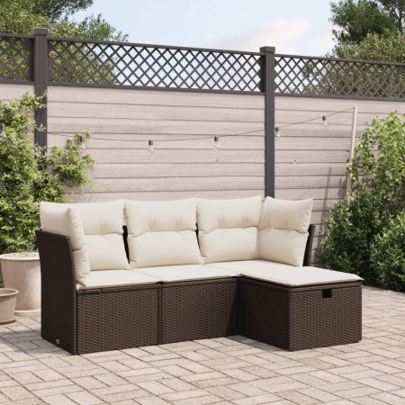 Set de sofás de jardín 4 pzas y cojines ratán sintético marrón de , Conjuntos de jardín - Ref: Foro24-3325259, Precio: 271,84...