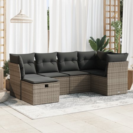 Set de muebles de jardín 6 pzas y cojines ratán sintético gris de , Conjuntos de jardín - Ref: Foro24-3325286, Precio: 396,70...