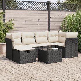 Set de sofás de jardín 7 pzas con cojines ratán sintético negro de , Conjuntos de jardín - Ref: Foro24-3325292, Precio: 420,4...