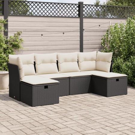 Set de sofás de jardín 6 piezas y cojines ratán sintético negro de , Conjuntos de jardín - Ref: Foro24-3325322, Precio: 347,3...