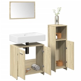 Set de muebles de baño 3 pzas madera contrachapada roble Sonoma de , Muebles de baño - Ref: Foro24-3324971, Precio: 91,16 €, ...