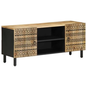 Mueble de TV madera maciza de mango rugosa negro 105x33,5x46 cm de , Almacenamiento para CD y DVD - Ref: Foro24-4018628, Prec...
