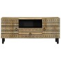 Mueble de TV madera maciza de mango rugosa negro 105x33,5x46 cm de , Almacenamiento para CD y DVD - Ref: Foro24-4018642, Prec...