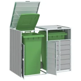 Cobertizo contenedores dobles basura acero gris 144x81x113 cm de , Soportes para contenedores de residuos - Ref: Foro24-40061...