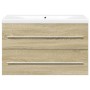 Set de muebles de baño 2 pzas madera contrachapada roble Sonoma de , Muebles de baño - Ref: Foro24-3325047, Precio: 205,59 €,...