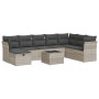 Set muebles jardín 9 pzas y cojines ratán sintético gris claro de , Conjuntos de jardín - Ref: Foro24-3325348, Precio: 591,80...
