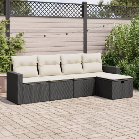 Set de muebles de jardín 5 pzas y cojines ratán sintético negro de , Conjuntos de jardín - Ref: Foro24-3325362, Precio: 305,2...