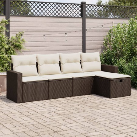 Set comedor de jardín 5 piezas y cojines ratán sintético marrón de , Conjuntos de jardín - Ref: Foro24-3325369, Precio: 330,6...