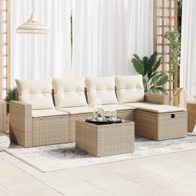 Juego de sofás jardín con cojines 6 pzas ratán sintético beige de , Conjuntos de jardín - Ref: Foro24-3325374, Precio: 442,93...