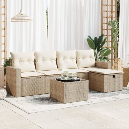 Juego de sofás jardín con cojines 6 pzas ratán sintético beige de , Conjuntos de jardín - Ref: Foro24-3325374, Precio: 442,93...