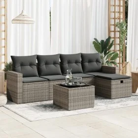 Set de muebles de jardín 6 pzas y cojines ratán sintético gris de , Conjuntos de jardín - Ref: Foro24-3325376, Precio: 357,37...