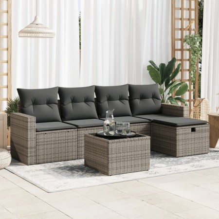 Set de muebles de jardín 6 pzas y cojines ratán sintético gris de , Conjuntos de jardín - Ref: Foro24-3325376, Precio: 362,62...