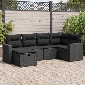 Set de sofás de jardín 6 piezas y cojines ratán sintético negro de , Conjuntos de jardín - Ref: Foro24-3325381, Precio: 420,7...