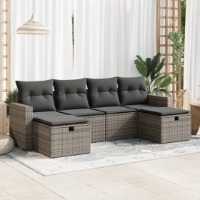 Set de muebles de jardín 6 pzas y cojines ratán sintético gris de , Conjuntos de jardín - Ref: Foro24-3325426, Precio: 369,35...