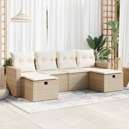 Juego de sofás jardín con cojines 6 pzas ratán sintético beige de , Conjuntos de jardín - Ref: Foro24-3325424, Precio: 454,96...