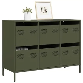 Aparador de acero laminado en frío verde oliva 101,5x39x73,5 cm by , Sideboards - Ref: Foro24-851266, Price: 132,54 €, Discou...
