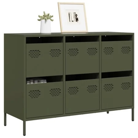 Aparador de acero laminado en frío verde oliva 101,5x39x73,5 cm de , Aparadores - Ref: Foro24-851266, Precio: 132,54 €, Descu...