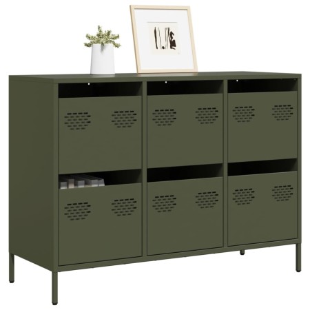 Aparador de acero laminado en frío verde oliva 101,5x39x73,5 cm de , Aparadores - Ref: Foro24-851266, Precio: 133,75 €, Descu...