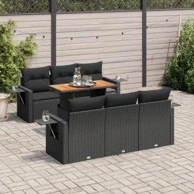 Set de sofás de jardín 7 pzas con cojines ratán sintético negro de , Conjuntos de jardín - Ref: Foro24-3327107, Precio: 594,0...