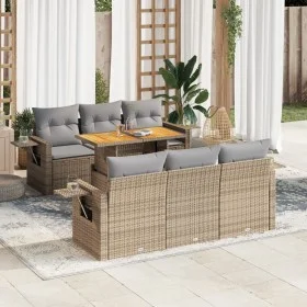 Set sofás de jardín 7 piezas y cojines ratán sintético beige de , Conjuntos de jardín - Ref: Foro24-3327111, Precio: 555,89 €...