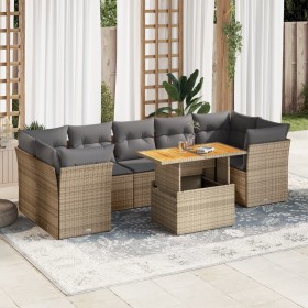 Set de sofás de jardín y cojines 8 piezas ratán sintético beige de , Conjuntos de jardín - Ref: Foro24-3326901, Precio: 554,1...