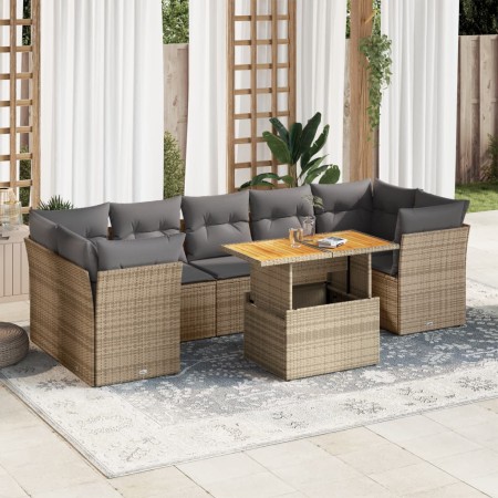 Set de sofás de jardín y cojines 8 piezas ratán sintético beige de , Conjuntos de jardín - Ref: Foro24-3326901, Precio: 554,1...