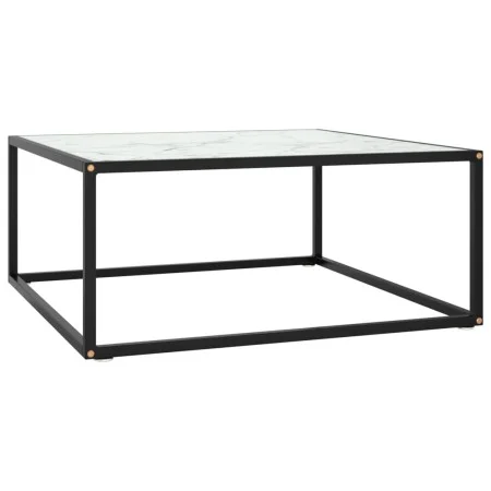 Mesa de centro negra con vidrio de mármol blanco 80x80x35 cm de vidaXL, Mesas de centro - Ref: Foro24-322877, Precio: 61,41 €...