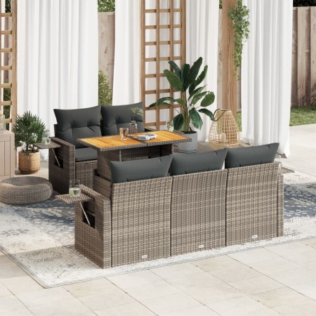 Set de muebles de jardín 6 pzas y cojines ratán sintético gris de , Conjuntos de jardín - Ref: Foro24-3327105, Precio: 471,71...