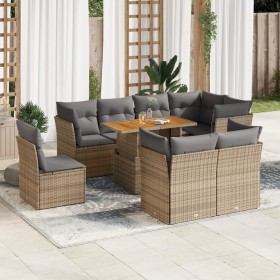 Set de sofás de jardín con cojines 9 pzas ratán sintético beige de , Conjuntos de jardín - Ref: Foro24-3326943, Precio: 630,3...