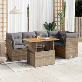 Juego de sofás jardín con cojines 6 pzas ratán sintético beige de , Conjuntos de jardín - Ref: Foro24-3326929, Precio: 442,69...