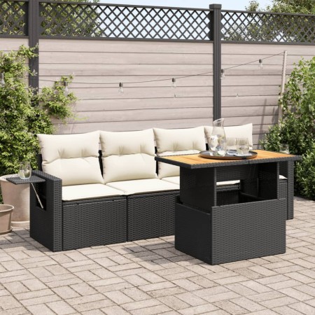 Set de muebles de jardín 5 pzas y cojines ratán sintético negro de , Conjuntos de jardín - Ref: Foro24-3327094, Precio: 351,4...