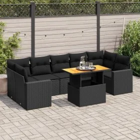 Set de sofás de jardín y cojines 8 piezas ratán sintético negro de , Conjuntos de jardín - Ref: Foro24-3327009, Precio: 566,2...