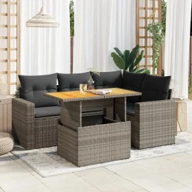 Juego de sofás jardín con cojines 5 pzas ratán sintético gris de , Conjuntos de jardín - Ref: Foro24-3327035, Precio: 375,12 ...