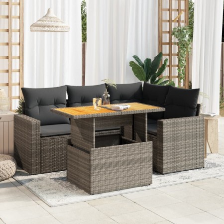 Juego de sofás jardín con cojines 5 pzas ratán sintético gris de , Conjuntos de jardín - Ref: Foro24-3327035, Precio: 392,87 ...
