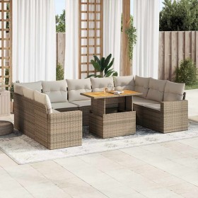 Juego de sofás jardín con cojines beige 10 pzas ratán sintético de , Conjuntos de jardín - Ref: Foro24-3327082, Precio: 766,5...