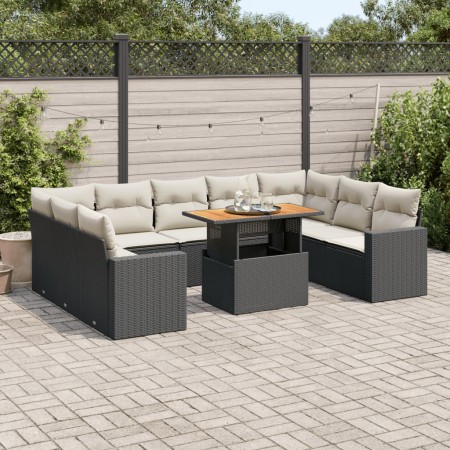 Set de sofás de jardín y cojines 10 pzas ratán sintético negro de , Conjuntos de jardín - Ref: Foro24-3327080, Precio: 647,39...