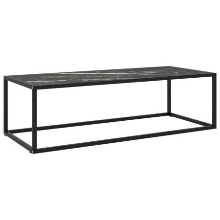 Mesa de centro negra con vidrio de mármol negro 120x50x35 cm de vidaXL, Mesas de centro - Ref: Foro24-322886, Precio: 98,46 €...