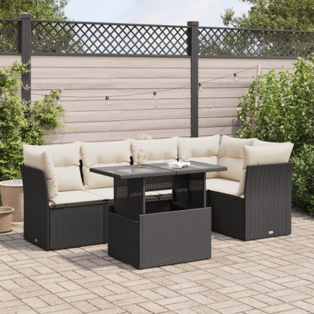 Set de sofás de jardín 6 piezas y cojines ratán sintético negro de , Conjuntos de jardín - Ref: Foro24-3326157, Precio: 425,1...