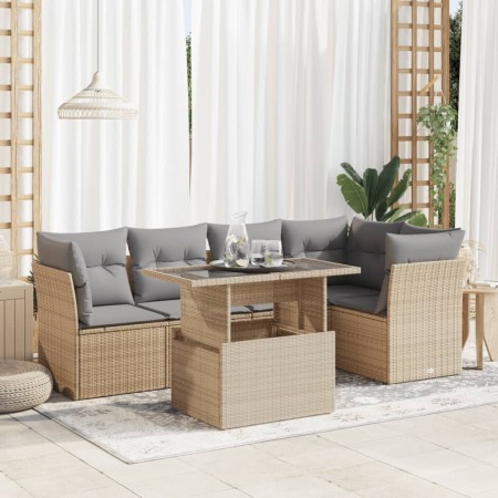 Juego de sofás jardín con cojines 6 pzas ratán sintético beige de , Conjuntos de jardín - Ref: Foro24-3326160, Precio: 449,88...